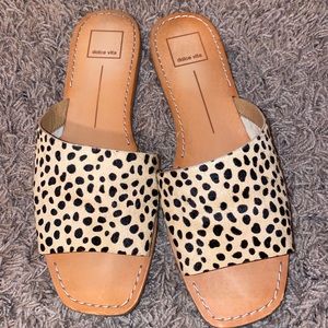 Dolce Vita Cato Leopard Pony Fur Slide Sandals - Size 9
